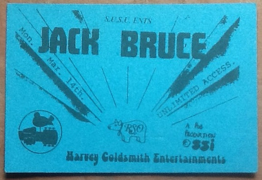 Jack Bruce Original Backstage Concert Pass Ticket Salford 1977