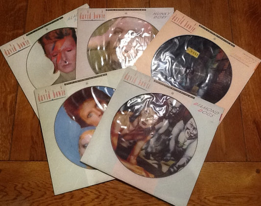 David Bowie Aladdin Sane Hunky Dory Ziggy Stardust Pinups Diamond Dogs Set of 5 LP Picture Discs 1984