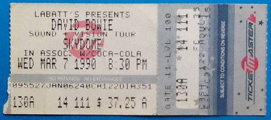 David Bowie Original Used Concert Ticket Skydome Toronto 1990