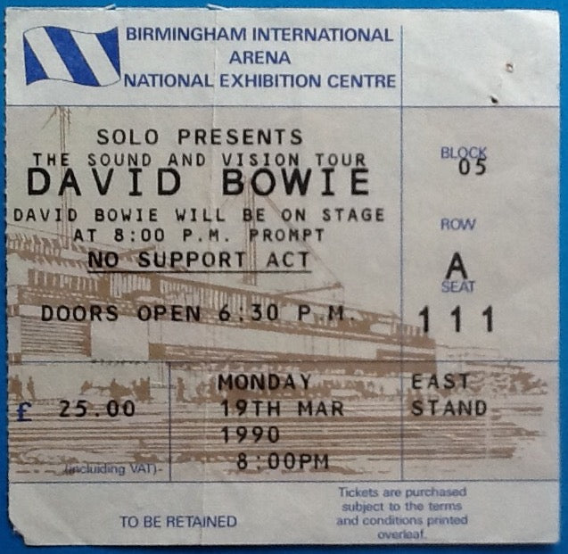 David Bowie Original Used Concert Ticket NEC Birmingham 1990