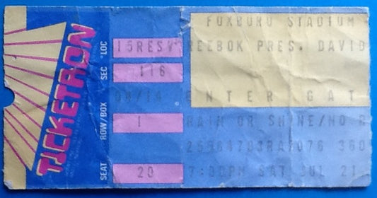 David Bowie Original Used Concert Ticket Foxboro Stadium 1990