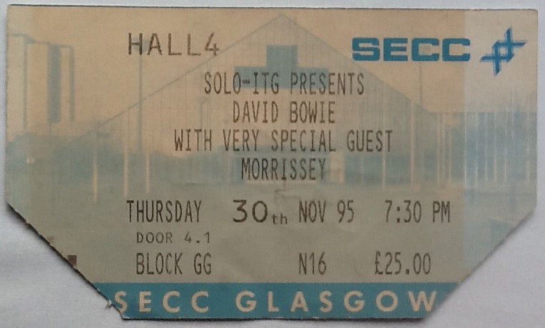 David Bowie Morrissey Original Used Concert Ticket SECC Glasgow 1995