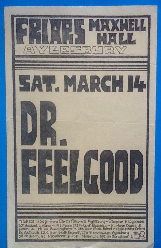 Dr. Feelgood Concert Handbill Flyer Friars Ayelsbury 1981