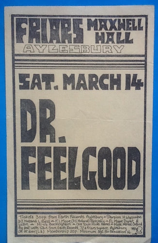 Dr. Feelgood Concert Handbill Flyer Friars Ayelsbury 1981