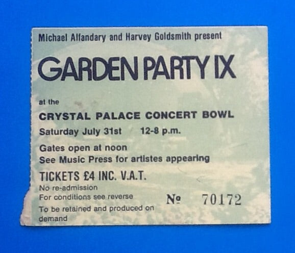 Eric Clapton Original Concert Ticket Crystal Palace 1976