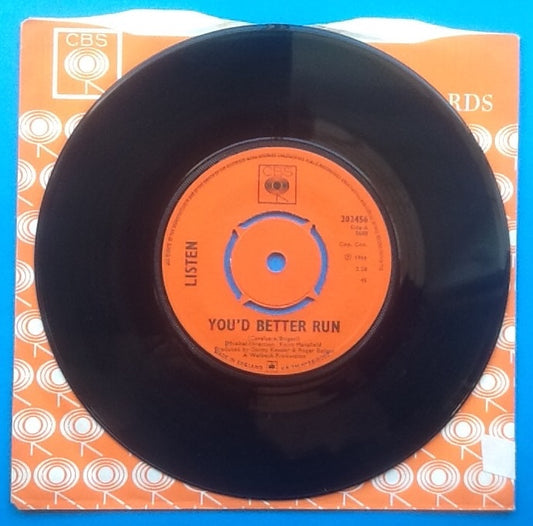 Listen Robert Plant You'd Better Run UK 7" 45 1965