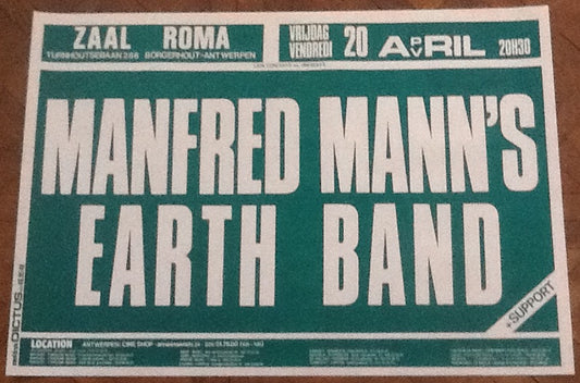 Manfred Mann’s Earth Band Original Concert Tour Gig Poster Zaal Roma Antwerp 1979