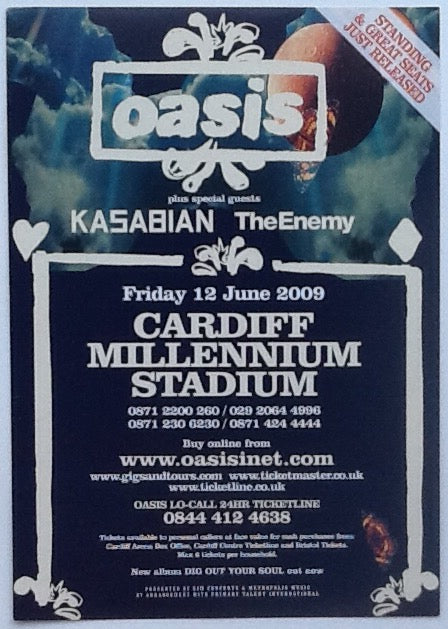 Oasis Original Concert Handbill Flyer Millennium Stadium Cardiff 2009