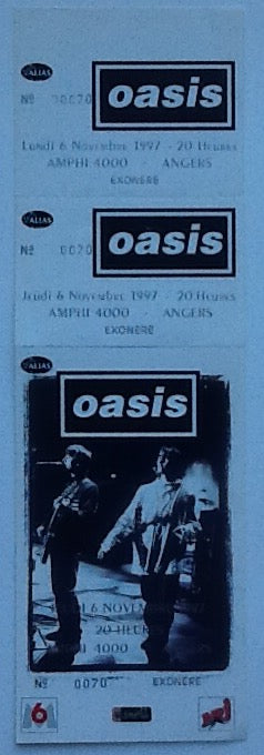 Oasis Original Unused Complete Concert Ticket Amphitheatre 4000 Angers 1997