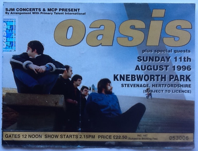 Oasis Original Concert Programme and Ticket Knebworth Park 1996