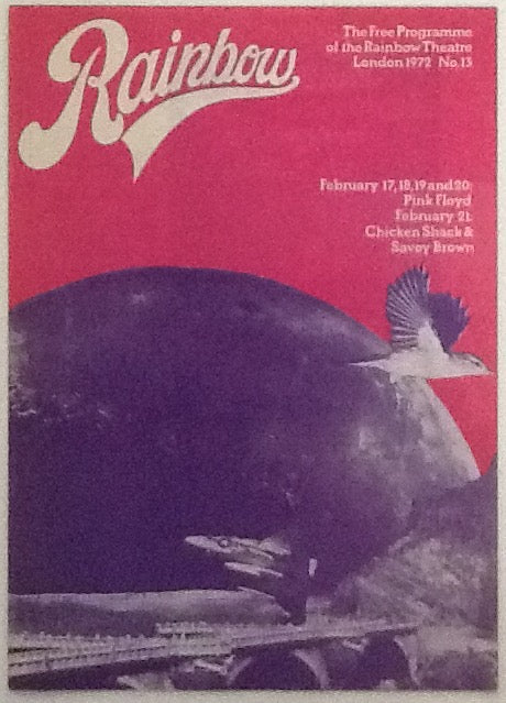 Pink Floyd Original Concert Programme Rainbow Theatre London Feb 1972