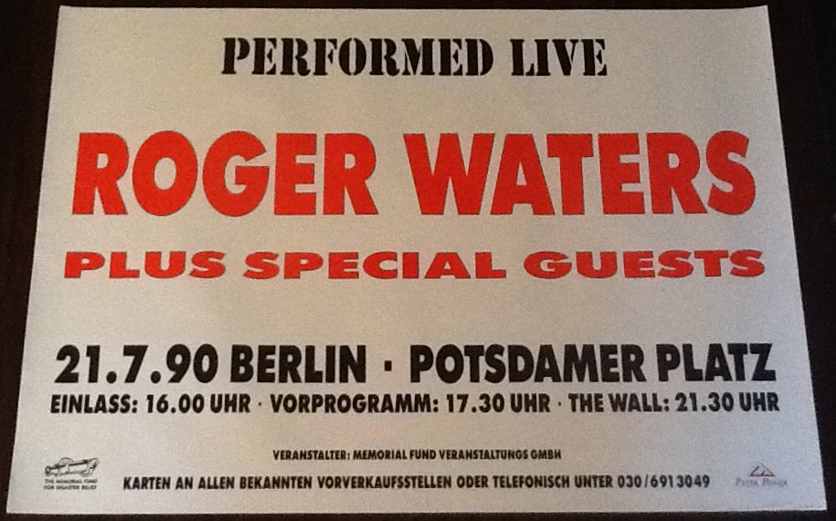Pink Floyd Roger Waters Original Concert Tour Gig Poster Potsdamer Platz Berlin