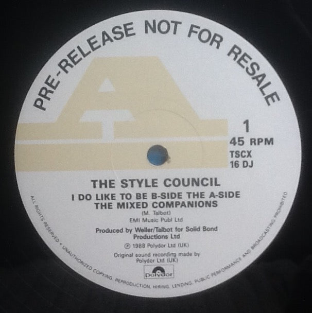 Style Council I Do Like To Be B-Side The A-Side 2 Track 12" NMint DJ Promo 1988