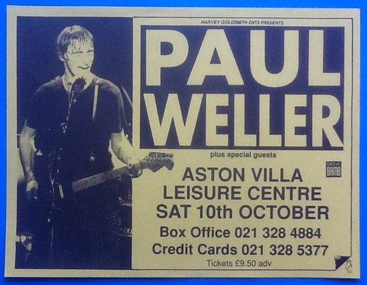 Paul Weller Original Concert Handbill Flyer Aston Villa Birmingham 1992