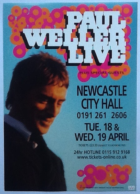 Paul Weller Original Concert Handbill Flyer City Hall Newcastle 2000