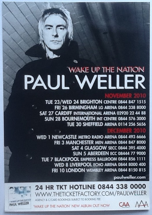 Paul Weller Original Concert Handbill Flyer Wake Up The Nation UK Tour 2010