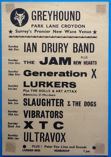 Jam Ian Dury Original Concert Handbill Flyer Greyhound Croydon 1977