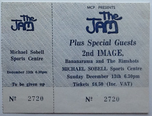 Jam Original Unused Concert Ticket Michael Sobell Sports Centre London 13th Dec 1981