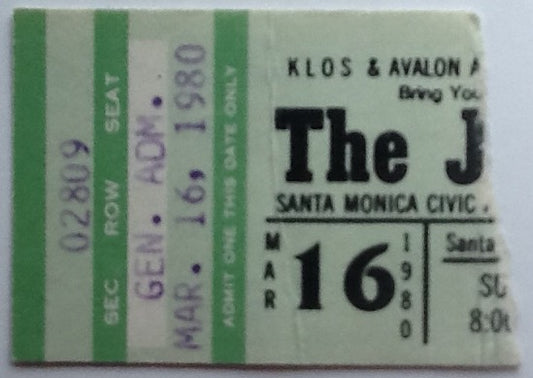 Jam Original Used Concert Ticket Santa Monica Civic Auditorium 1980