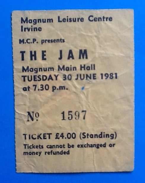 Jam Original Concert Ticket Irvine 1981