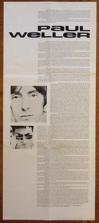 Paul Weller Self Titled LP Original Promotional Poster Germany 1992