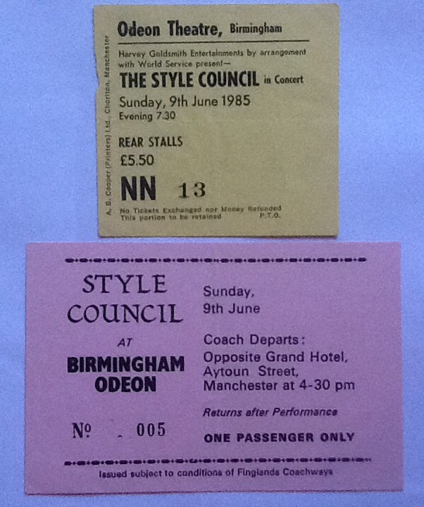 Style Council Concert & Bus Ticket Birmingham 1985