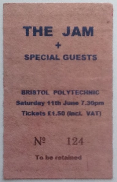 Jam Original Rare Used Concert Ticket Bristol Polytechnic 1977