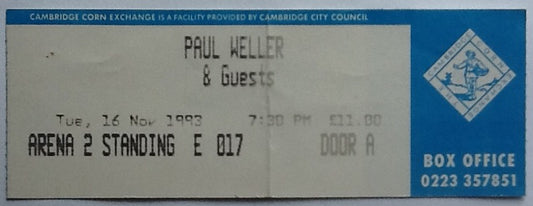 Paul Weller Original Used Concert Ticket Cambridge 1993