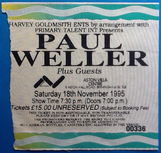 Paul Weller Original Used Concert Ticket Birmingham 18 Nov 1995