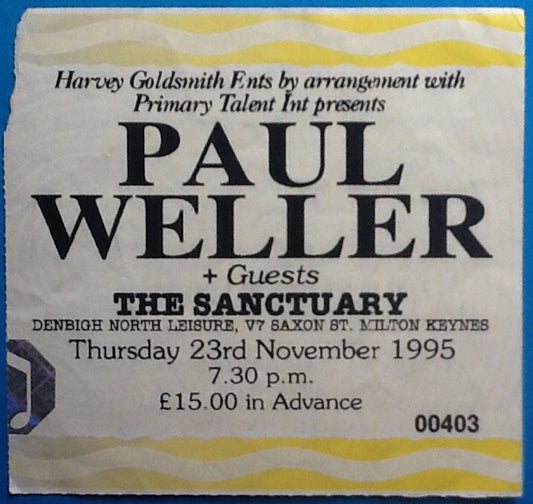 Paul Weller Original Used Concert Ticket Milton Keynes 1995