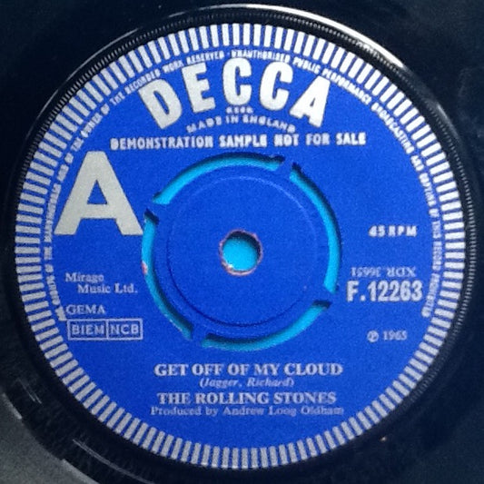 Rolling Stones Get Off Of My Cloud 2 Track 7" Demo UK 1965