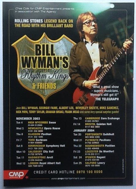 Bill Wyman’s Rhythm Kings Original Concert Handbill Flyer UK Tour 2003