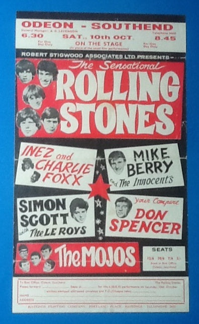 Rolling Stones Handbill Flyer Southend 1964