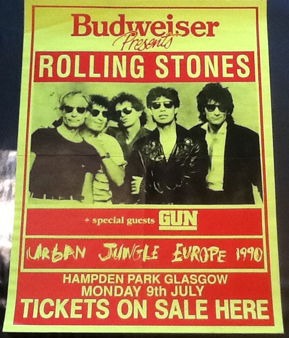 Rolling Stones Original Concert Tour Gig Poster Hamden Park Glasgow 1990