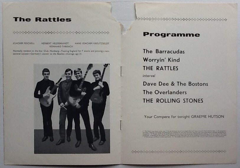 Rolling Stones Rattles Original Concert Programme Fairfield Hall Croydon 1964