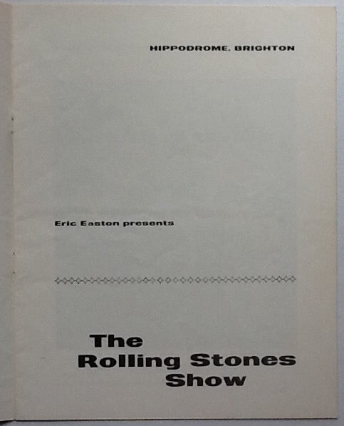 Rolling Stones Original Concert Programme Hippodrome Brighton 19 July 1964