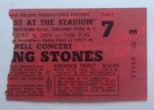 Rolling Stones Concert Ticket New York 1975