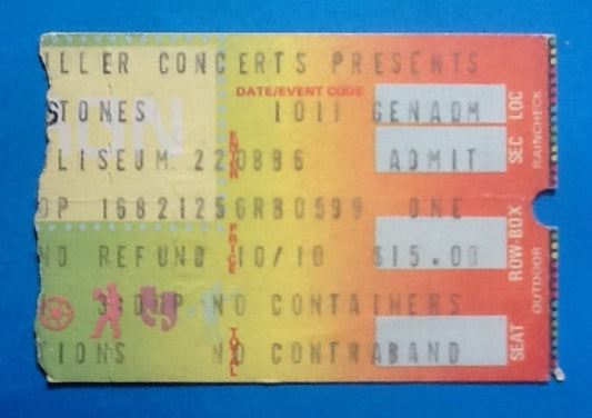 Rolling Stones Used Concert Ticket Los Angeles 1981