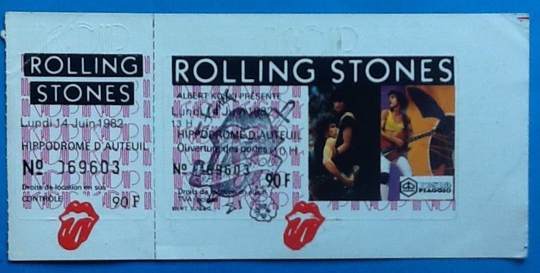 Rolling Stones Original Unused Concert Ticket Hippodrome d’ Auteuil Paris 1982
