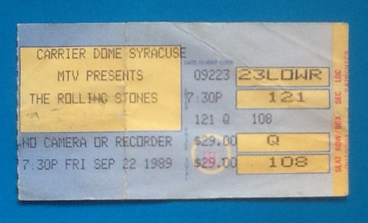 Rolling Stones Used Concert Ticket New York 1989