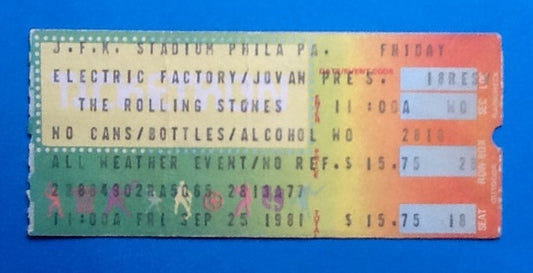 Rolling Stones Original Used Concert Ticket Philadelphia 1981