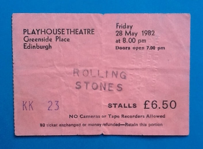 Rolling Stones Original Concert Ticket Edinburgh 1982