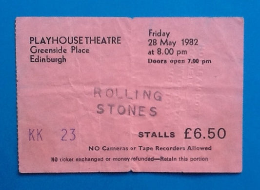 Rolling Stones Original Concert Ticket Edinburgh 1982