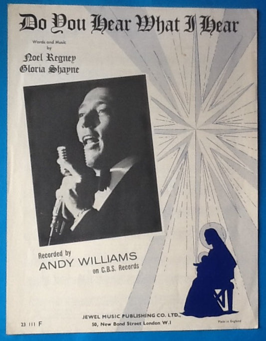 Andy Williams Do You Hear What I Hear? Original Sheet Music 1962