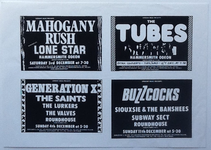 Siouxsie & the Banshees Buzzcocks Concert Handbill Flyer Roundhouse London 1977