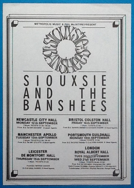 Siouxsie & the Banshees Original Concert Handbill Flyer UK Tour 1988