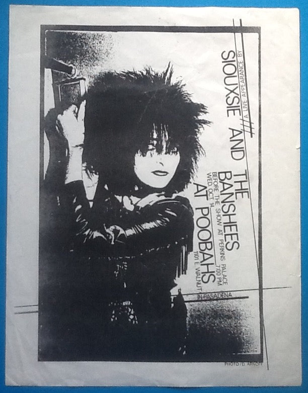 Siouxsie & the Banshees Original Concert Handbill Flyer Poobahs Pasadena 14th Oct 1981