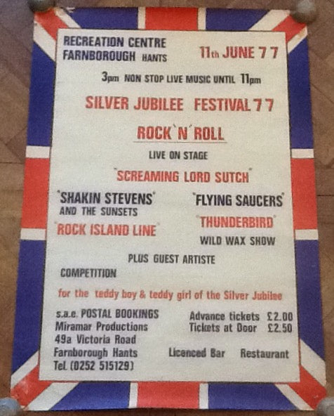 Screaming Lord Sutch Shakin Stevens Original Concert Tour Gig Poster Silver Jubilee Festival Farnborough 1977