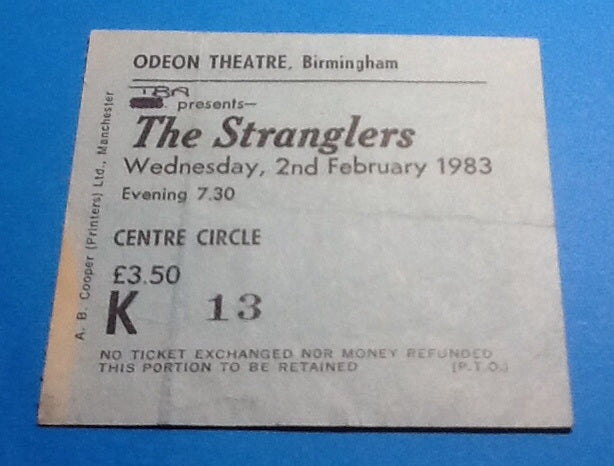 Stranglers Ticket Birmingham 1983