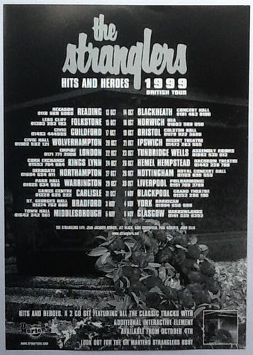Stranglers Original Concert Handbill Flyer Hits and Heroes Tour 1999